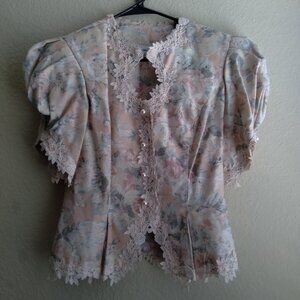 Vintage Nah Nah Collections by Jonathan Tait Peachy Pink Floral Lace Jacket